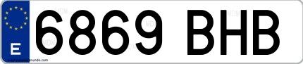 Ejemplo de matrícula española 6869 BHB
