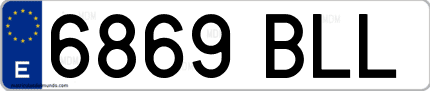 Ejemplo de matrícula de coche ordinaria 6869 BLL