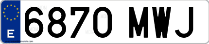 Ejemplo de matrícula de coche ordinaria 6870 MWJ