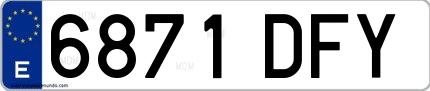 Ejemplo de matrícula española 6871 DFY