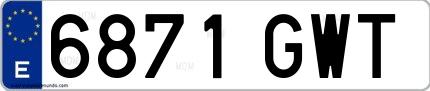 Ejemplo de matrícula española 6871 GWT