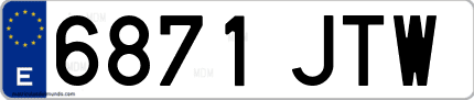 Ejemplo de matrícula de coche ordinaria 6871 JTW