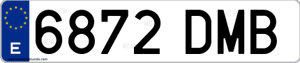Ejemplo de matrícula de coche ordinaria 6872 DMB