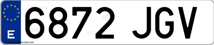 Ejemplo de matrícula de coche ordinaria 6872 JGV