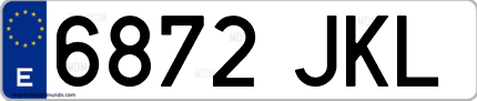 Ejemplo de matrícula de coche ordinaria 6872 JKL