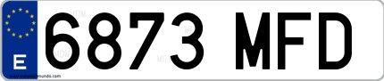Ejemplo de matrícula española 6873 MFD