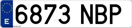 Ejemplo de matrícula española 6873 NBP