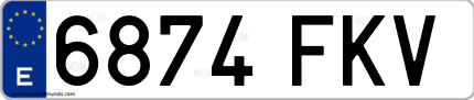 Ejemplo de matrícula de coche ordinaria 6874 FKV