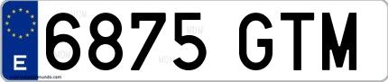 Ejemplo de matrícula de coche ordinaria 6875 GTM