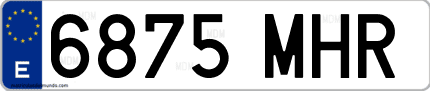Ejemplo de matrícula de coche ordinaria 6875 MHR