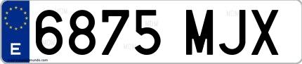 Ejemplo de matrícula española 6875 MJX