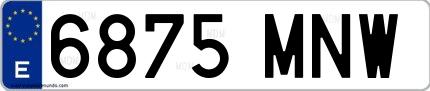 Ejemplo de matrícula española 6875 MNW