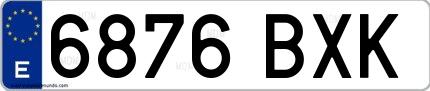 Ejemplo de matrícula española 6876 BXK