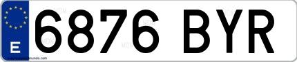 Ejemplo de matrícula española 6876 BYR