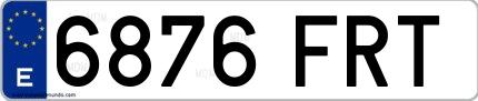 Ejemplo de matrícula española 6876 FRT