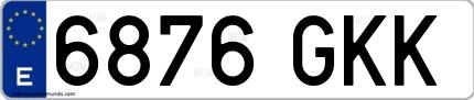 Ejemplo de matrícula española 6876 GKK