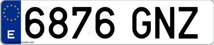 Ejemplo de matrícula española 6876 GNZ