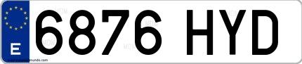 Ejemplo de matrícula española 6876 HYD