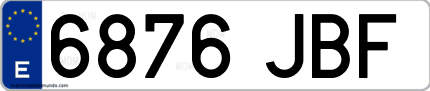 Ejemplo de matrícula de coche ordinaria 6876 JBF