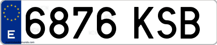 Ejemplo de matrícula de coche ordinaria 6876 KSB