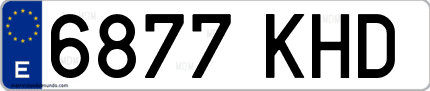 Ejemplo de matrícula de coche ordinaria 6877 KHD