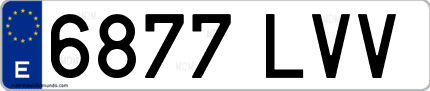 Ejemplo de matrícula de coche ordinaria 6877 LVV