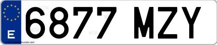 Ejemplo de matrícula de coche ordinaria 6877 MZY
