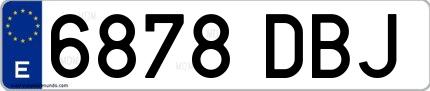 Ejemplo de matrícula española 6878 DBJ