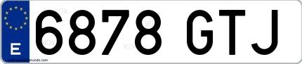 Ejemplo de matrícula española 6878 GTJ