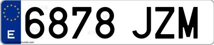 Ejemplo de matrícula española 6878 JZM