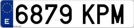 Ejemplo de matrícula de coche ordinaria 6879 KPM