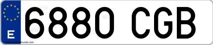 Ejemplo de matrícula española 6880 CGB