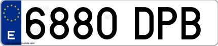 Ejemplo de matrícula española 6880 DPB