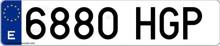 Ejemplo de matrícula española 6880 HGP