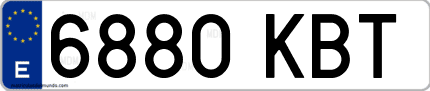 Ejemplo de matrícula de coche ordinaria 6880 KBT