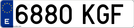 Ejemplo de matrícula de coche ordinaria 6880 KGF