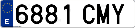 Ejemplo de matrícula de coche ordinaria 6881 CMY