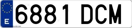 Ejemplo de matrícula española 6881 DCM
