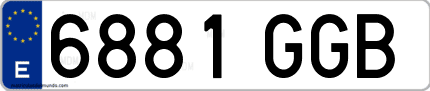 Ejemplo de matrícula de coche ordinaria 6881 GGB
