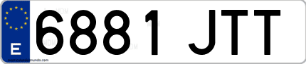 Ejemplo de matrícula de coche ordinaria 6881 JTT