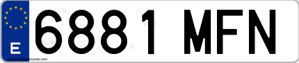 Ejemplo de matrícula de coche ordinaria 6881 MFN