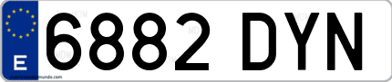 Ejemplo de matrícula de coche ordinaria 6882 DYN