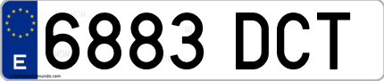 Ejemplo de matrícula de coche ordinaria 6883 DCT