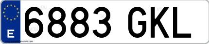 Ejemplo de matrícula española 6883 GKL