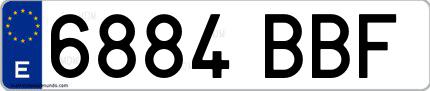 Ejemplo de matrícula española 6884 BBF