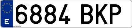 Ejemplo de matrícula española 6884 BKP