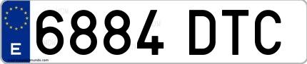 Ejemplo de matrícula española 6884 DTC