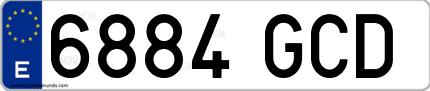 Ejemplo de matrícula de coche ordinaria 6884 GCD