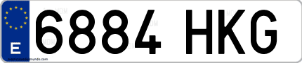 Ejemplo de matrícula de coche ordinaria 6884 HKG