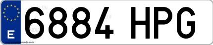 Ejemplo de matrícula española 6884 HPG